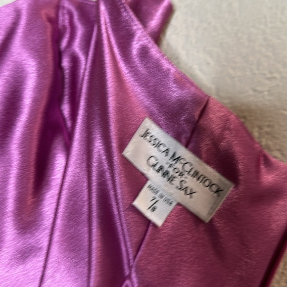 VTG Jessica McClintock Gunne Sax Prom Dress Rhinestone Satin Formal Pink 7/8 - Picture 10 of 13